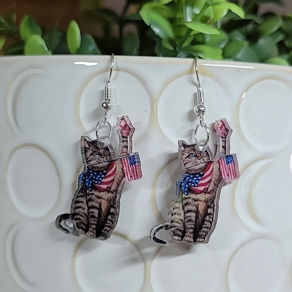 🔥LAST PAIR🔥 4th of JULY CAT EARRINGS